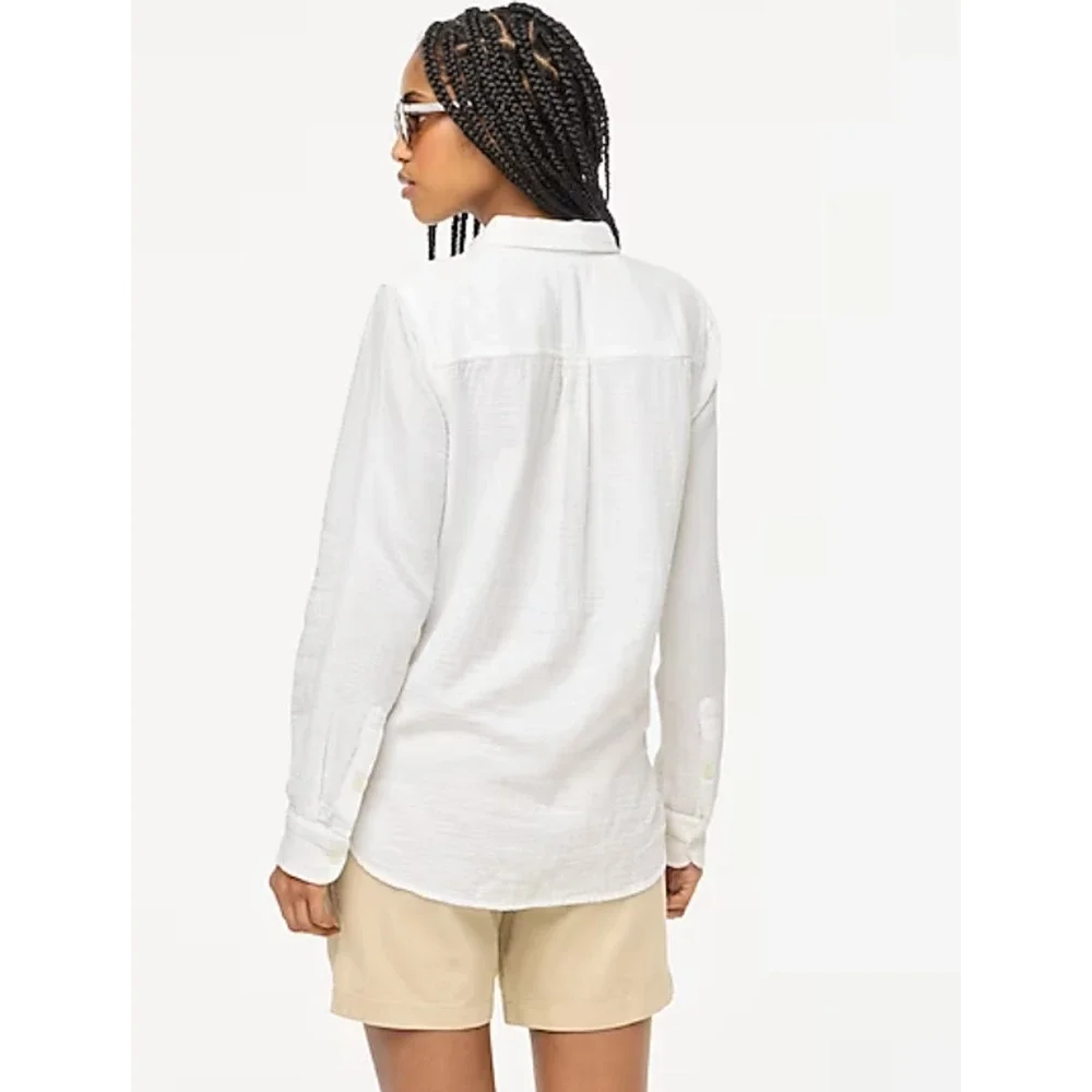 NWT J. Crew Gauze Button Up Shirt XXL 2X White Blouse Button Up BY043 J.Crew